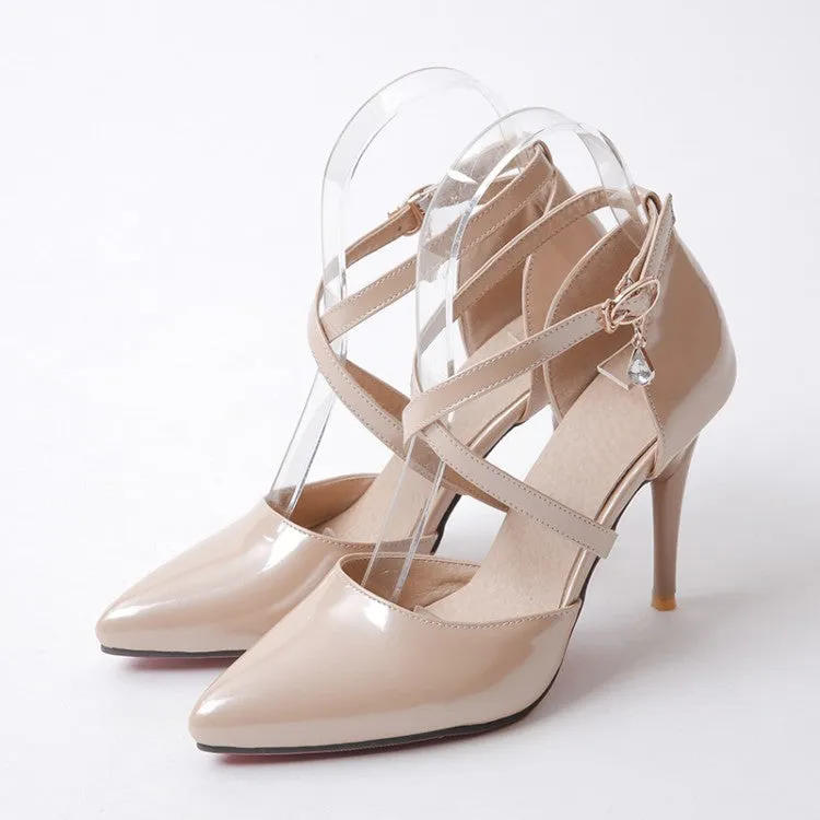 Women's Ankle Straps Pointed Toe High Heels Shoes 4112