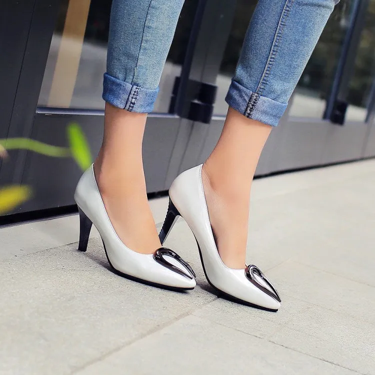 Women's Pointed Toe High Heeled Chunky Heels Pumps