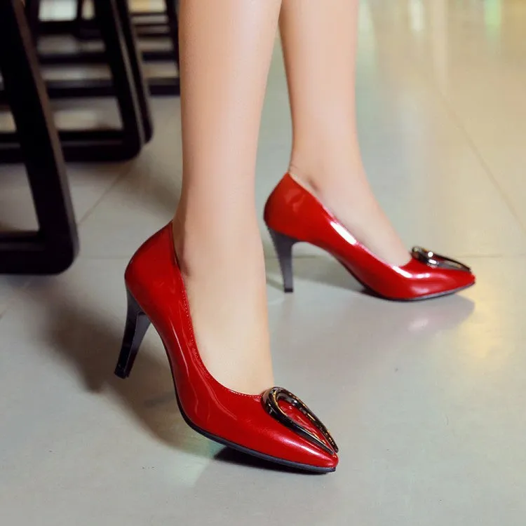 Women's Pointed Toe High Heeled Chunky Heels Pumps