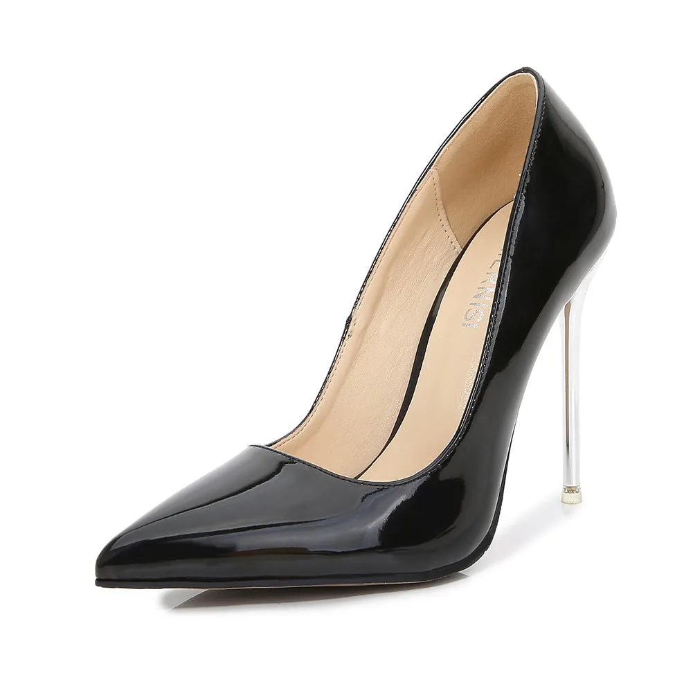 Women's Pointed Toe Shallow Metal Stiletto Heel Pumps