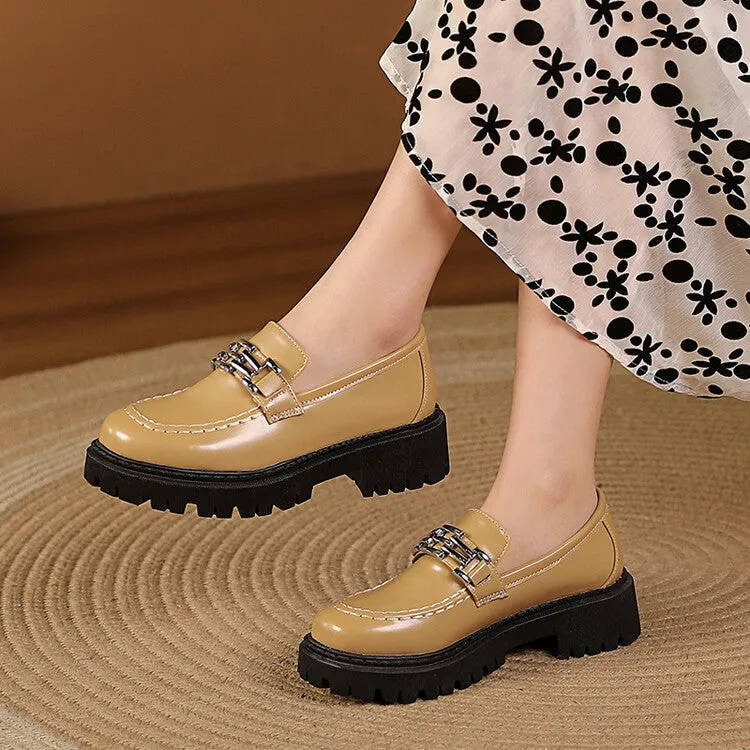 Women's Round Toe Platform Loafers