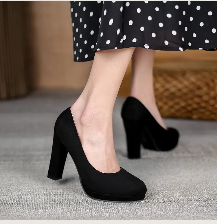 Women's Suede Platform Pumps High Heels