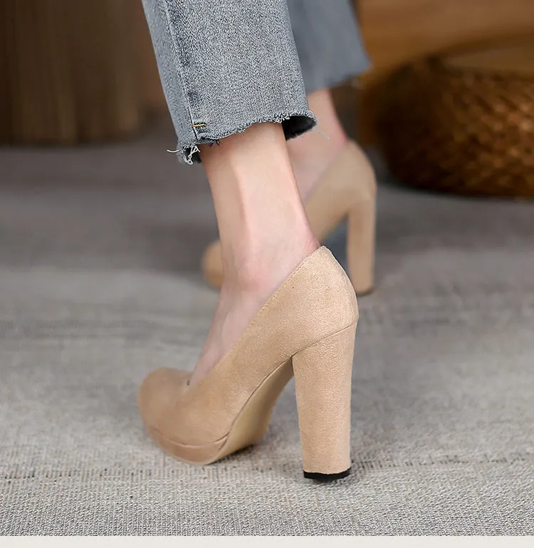 Women's Suede Platform Pumps High Heels