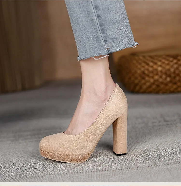 Women's Suede Platform Pumps High Heels