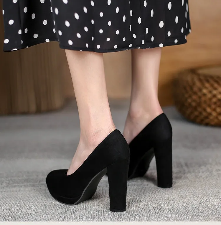 Women's Suede Platform Pumps High Heels