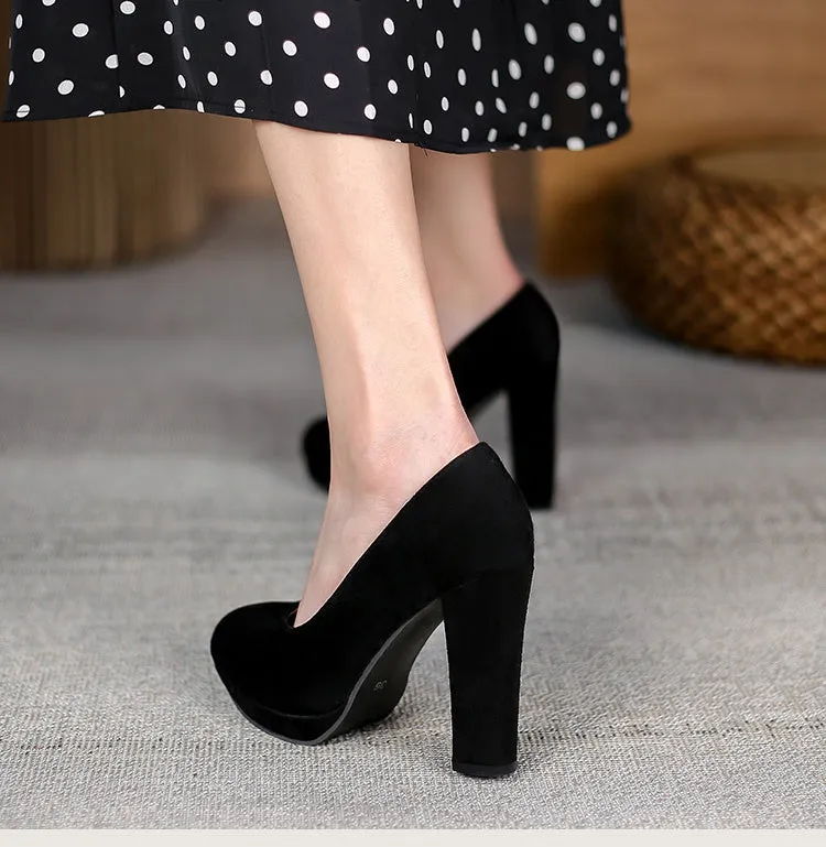 Women's Suede Platform Pumps High Heels