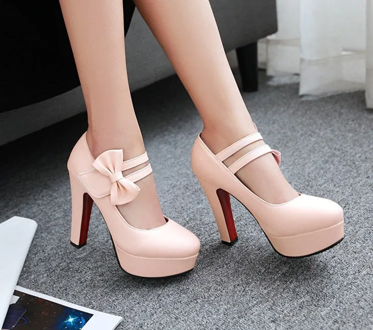 Women'sWomen's Bowtie Platform Pumps High Heels Shoes